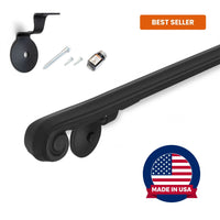 Hand-Forged Modern Handrail - 1 3/4'' Wrought Iron Handrail with Molding Cap, Volute Fist and Flat Black Finish