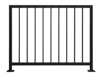 Modern Vertical Wrought Iron Metal Guardrail - 1.5" x 1.5" Posts, 0.5" x 1" Pickets with Flat Black Finish