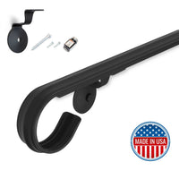 Hand-Forged Modern Handrail - 1 3/4'' Wrought Iron handrail with Molding Cap, Volute End and Flat Black Finish