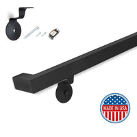 Modern Wrought Iron Handrail - Classic 1.5'' x 1.5'' Right-Angled Elbow Model with Flat Black Finish