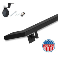 Modern Wrought Iron Handrail - 2'' x 1'' Handrail with Angled Elbow, Square Brackets and Flat Black Finish