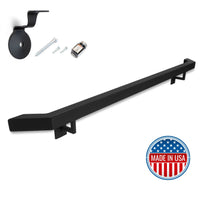 Modern Wrought Iron Handrail Railing - 1.5'' x 1.5'' Handrail with Angle Elbow, Square Bracket and Flat Black Finish