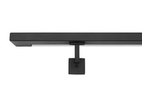 Modern Wrought Iron Handrail - 2'' x 1'' Right-Angle Elbow Handrail with Square Brackets and Flat Black Finish