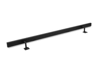 Modern Wrought Iron Handrail - 2'' x 1'' Straight Handrail with Square Bracket and Flat Black Finish