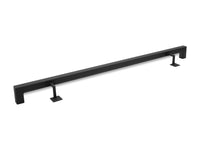 Modern Wrought Iron Handrail Railing - 1.5'' x 1.5'' Right-Angle Elbow Handrail with Square Brackets and Flat Black Finish