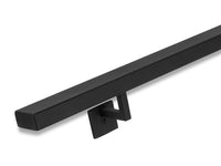 Modern Wrought Iron Handrail - 2'' x 1'' Straight Handrail with Square Bracket and Flat Black Finish