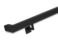 Modern Wrought Iron Handrail Railing - 1.5'' x 1.5'' Right-Angle Elbow Handrail with Square Brackets and Flat Black Finish