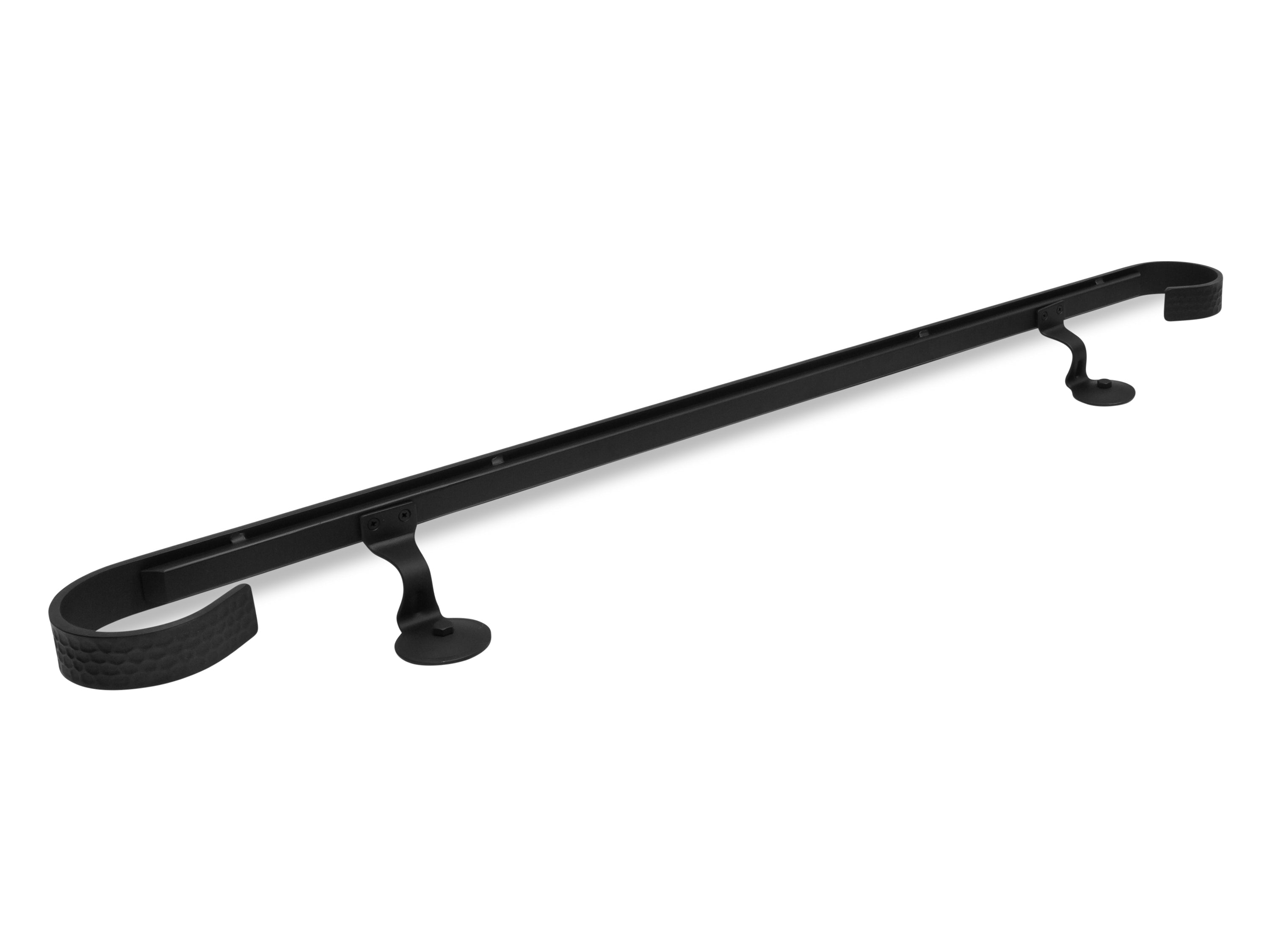 Hammered Bar Hand Forged Modern Wrought Iron handrail, End Wall Mount ...