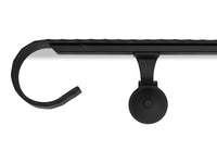 Hand-Forged Custom Metal Handrail - 1.5'' Hammered Wrought Iron Handrail with Volute End and Flat Black Finish