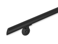 Modern Wrought Iron Handrail - Custom Made, 1.5'' Round Model with Mitered End and Flat Black Finish