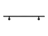 Modern Wrought Iron Handrail - 2'' x 1'' Hammered, Custom Made, Straight, with Mitered End and Flat Black Finish