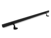 Modern Wrought Iron Handrail - 2'' x 1'' Hammered, Custom Made, Straight, with Mitered End and Flat Black Finish