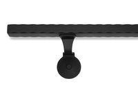 Modern Wrought Iron Steel Handrail - 2'' x 1'' Hammered, Custom Made, Straight with Flat Black Finish