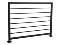 Modern Horizontal Iron Railings - 1.5" x 1.5" Posts, 0.5" x 1" Pickets with Flat Black Finish