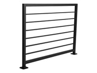 Modern Horizontal Iron Railings - 1.5" x 1.5" Posts, 0.5" x 1" Pickets with Flat Black Finish