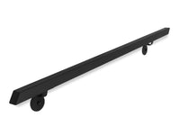 Modern Wrought Iron Handrail - Custom Made, 1.5'' Straight Model with Mitered End and Flat Black Finish