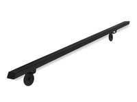 Modern Wrought Steel Iron Handrail - Custom Made, 2'' x 1'' Straight Model with Mitered End and Flat Black Finish