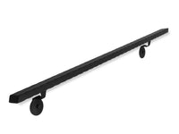 Modern Wrought Iron Handrail - 2'' x 1'' Hammered, Custom Made, Straight, with Mitered End and Flat Black Finish