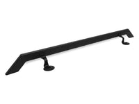 Modern Wrought Iron Handrail - 2'' x 1'' Hammered, Custom Made, with Angled Elbow and Flat Black Finish