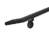 Modern Wrought Iron Handrail - 2'' x 1'' Hammered, Custom Made, with Angled Elbow and Flat Black Finish