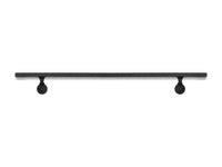 Modern Wrought Iron Handrail - 2'' x 1'' Hammered, Custom Made, with Right-Angled Elbow and Flat Black Finish