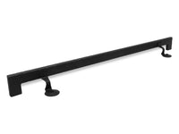 Modern Wrought Iron Handrail - 2'' x 1'' Hammered, Custom Made, with Right-Angled Elbow and Flat Black Finish