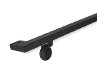 Modern Wrought Iron Handrail - 2'' x 1'' Hammered, Custom Made, with Right-Angled Elbow and Flat Black Finish