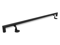 Round Metal Handrail - Custom Made 1.5'' Wrought Iron Handrail with Right Angled Elbow and Flat Black Finish