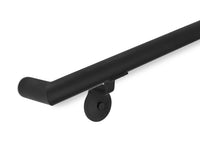 Round Metal Handrail - Custom Made 1.5'' Wrought Iron Handrail with Right Angled Elbow and Flat Black Finish