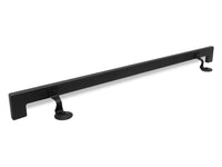 Modern Wrought Iron Steel Handrail - Custom Made, 2'' x 1'' Square Elbow Model with Flat Black Finish