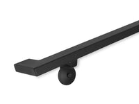 Modern Wrought Iron Steel Handrail - Custom Made, 2'' x 1'' Square Elbow Model with Flat Black Finish