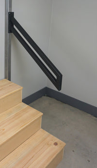 Modern Metal Handrail for Stairs - Custom Made 1.5'' x 1.5'' Wrought Iron Handrail with Flat Black Finish, Model 3