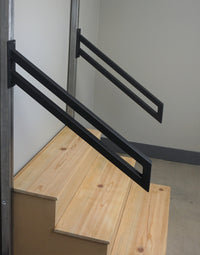 Modern Metal Handrail for Stairs - Custom Made 1.5'' x 1.5'' Wrought Iron Handrail with Flat Black Finish, Model 3