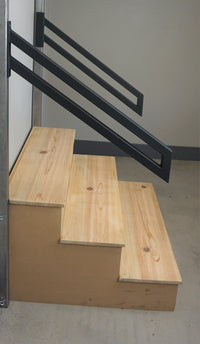 Modern Metal Handrail for Stairs - Custom Made 1.5'' x 1.5'' Wrought Iron Handrail with Flat Black Finish, Model 1