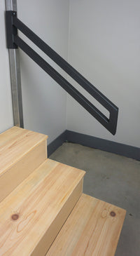 Modern Wrought Iron handrail, End Wall Mount steel hand rail, Stair Step metal Railing, Custom Made, American Made