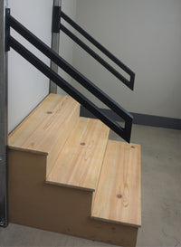 Modern Metal Handrail for Stairs - Custom Made 1.5'' x 1.5'' Wrought Iron Handrail with Flat Black Finish, Model 1